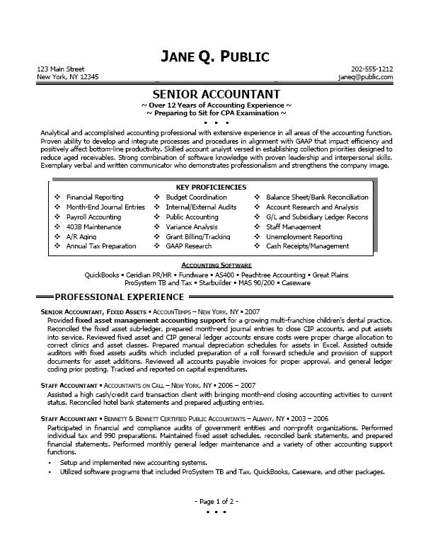 Sample accounting resume template