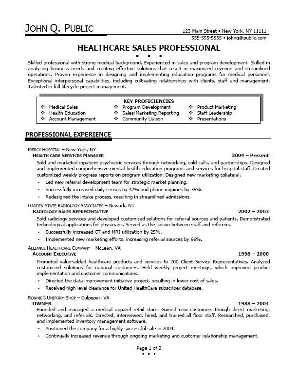 Sales Professional Resume Samples