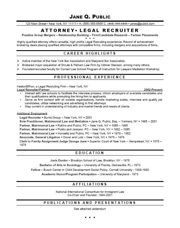 resume format  legal resume format samples