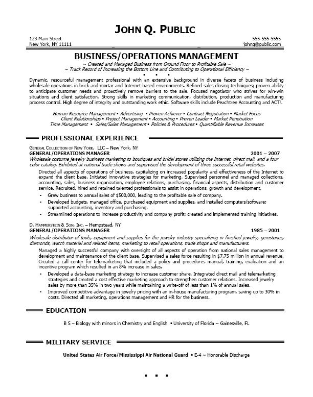 operations manager resume sample the resume clinic 888 291 9821