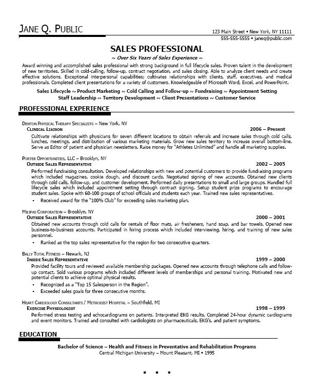 Sample resume for sales