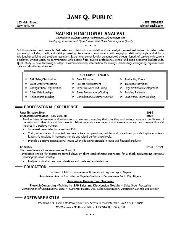 Good sap functional resume