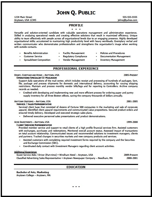 Sample resumes   military resume writers